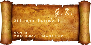 Gilinger Kornél névjegykártya